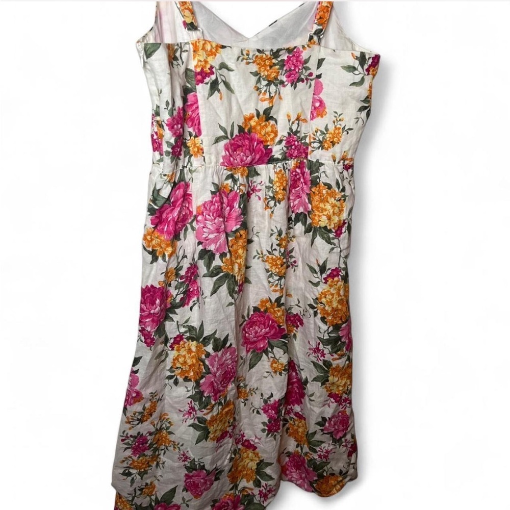 Cynthia Rowley 100% Linen Floral Midi Dress | Size 6 Cottagecore Summer - Picture 5 of 6